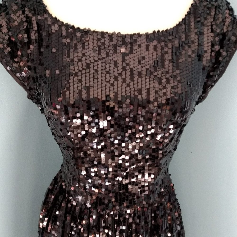 Arden B. Dress 6 Black Sequins Skater Short Sleeve - Picture 2 of 8